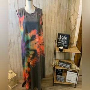 Material tie dye maxi dress. Size L